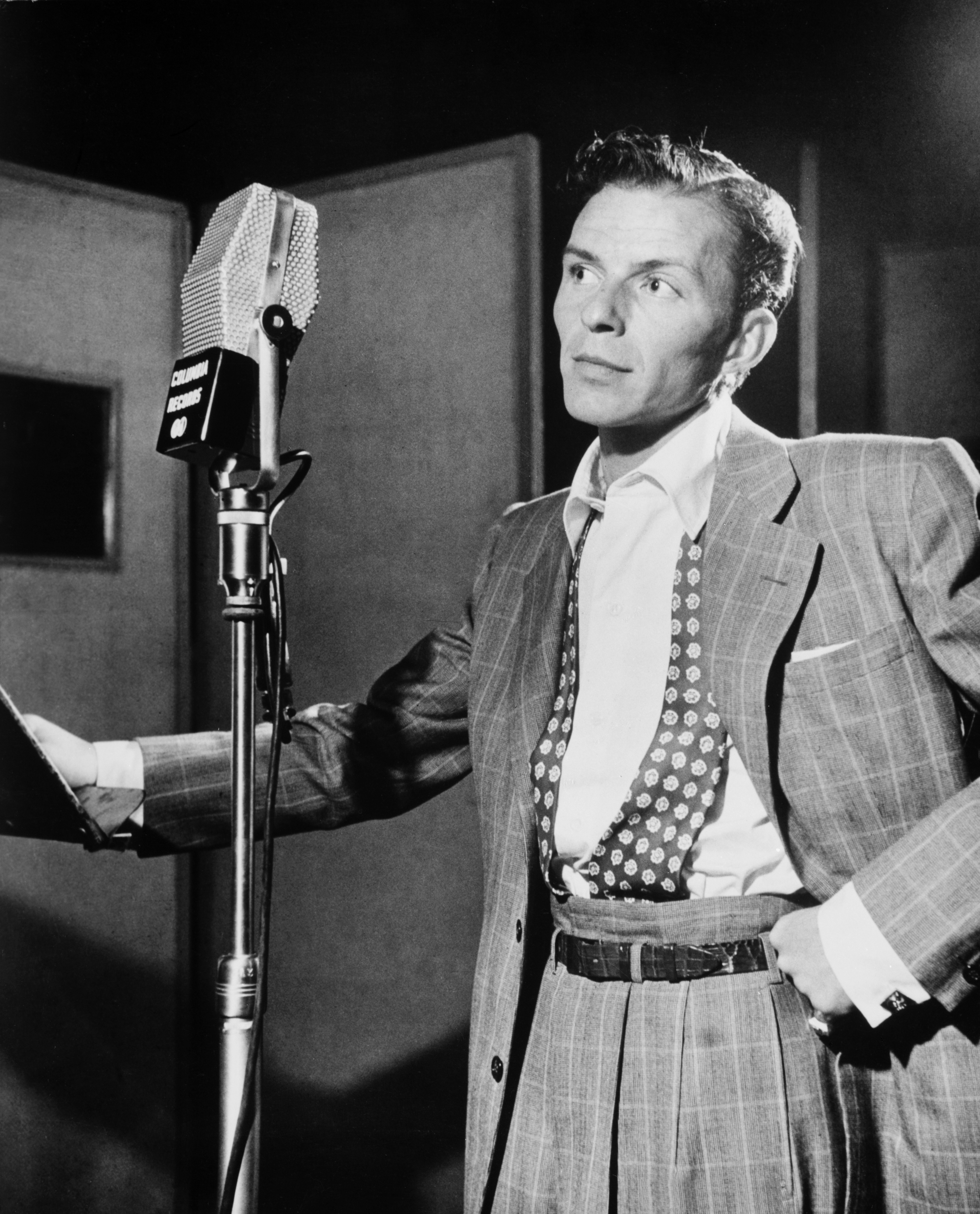 Black-and-white portrait of a young Frank Sinatra